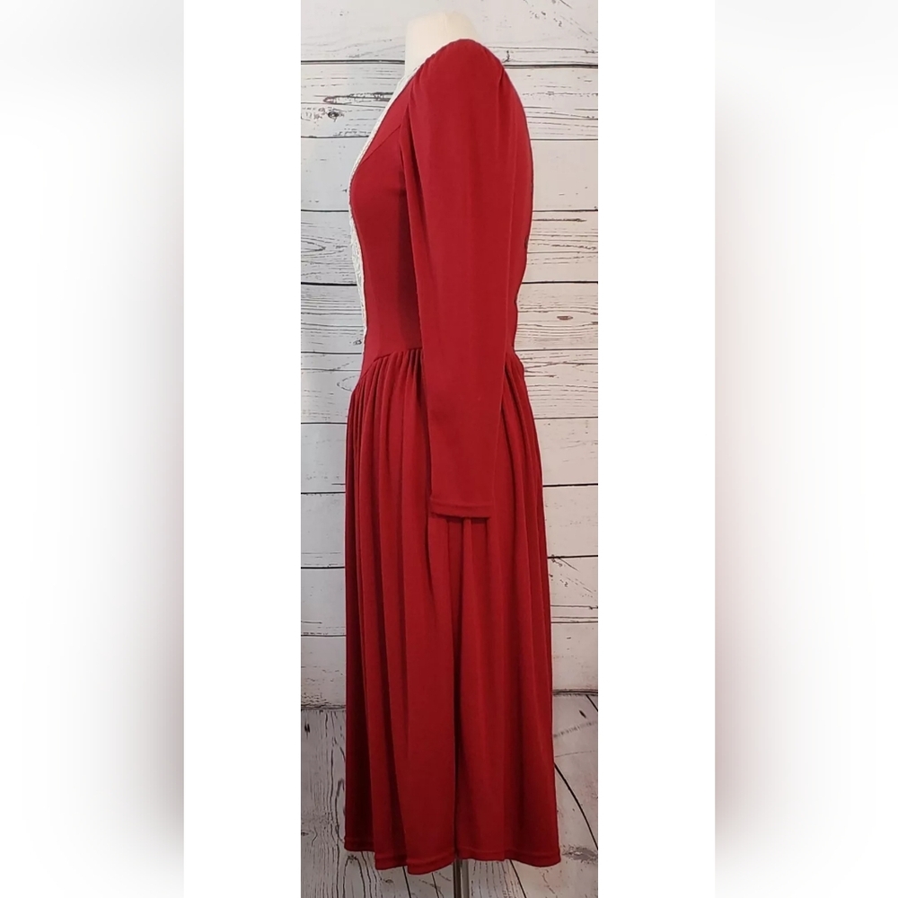 Vintage Gunne Sax Dress, Red Christmas Dress, White Lace, Size 9, Medium RARE! - Picture 7 of 9